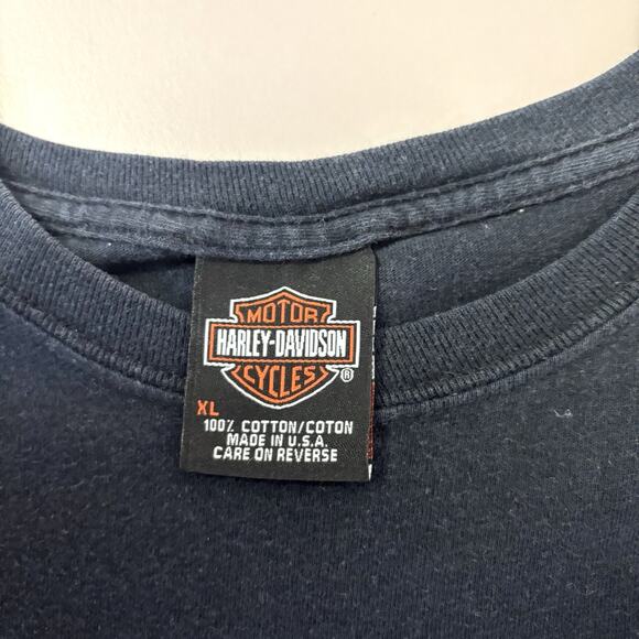 Vintage Harley Davidson Long Sleeve T Shirt Large Black Blue Flame Hits Rare - Picture 4 of 7